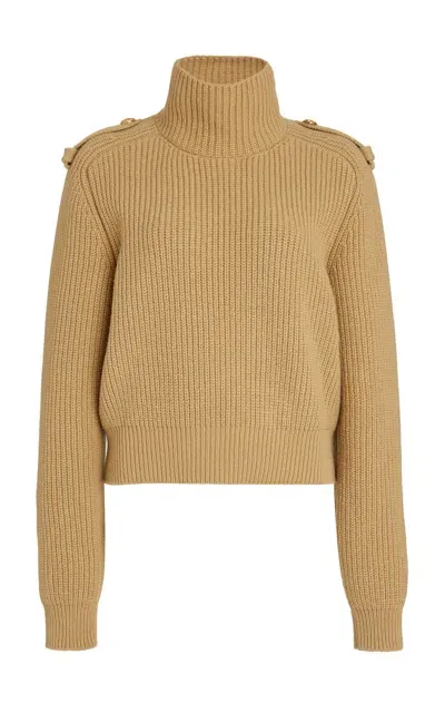 Chloé Ribbed-knit Wool-cashmere Turtleneck Sweater In Neutral