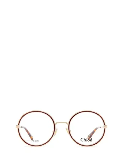 Chloé Round Frame Glasses In 001 Gold Gold Transparent