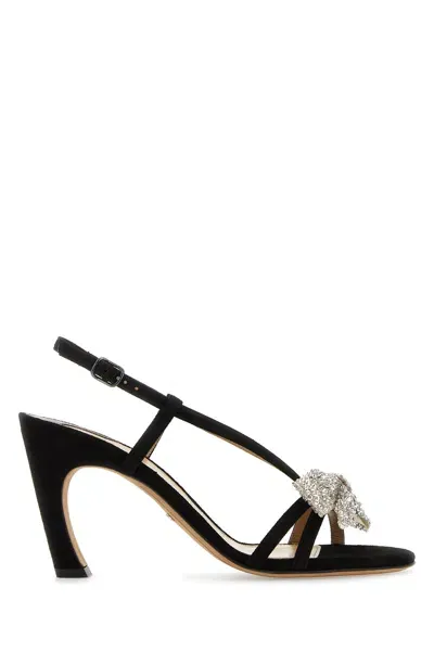 Chloé Women's Oli 90mm Suede Bow Sandals In Black