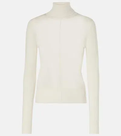 Chloé Semi-sheer Wool Turtleneck Top In White