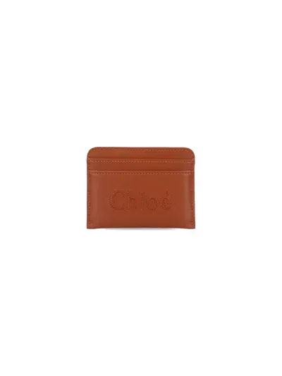 Chloé Sense Card Holder In Brown