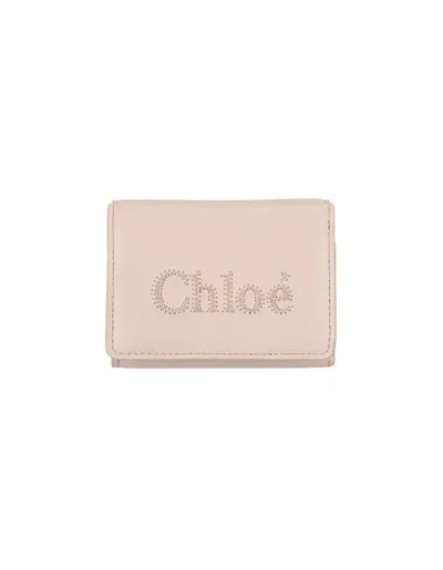 Chloé Sense Mini Tri-fold Wallet In Cement Pink Soft Leather