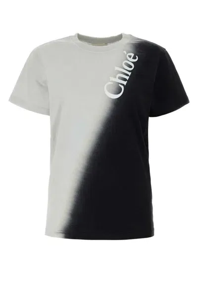 Chloé Cotton Crew-neck Gradient T-shirt In Black