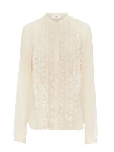 Chloé Silk Blouse With Ruffles In White