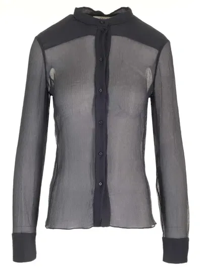 Chloé Silk Crepon Blouse In Gray