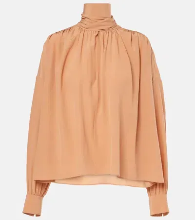 Chloé Silk Georgette Blouse In Beige