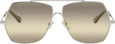 Chloé Silver Aly Sunglasses In 004 Silver