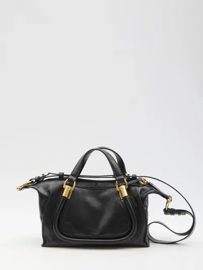 Chloé Small Paraty 24 Bag In Shiny Black Leather