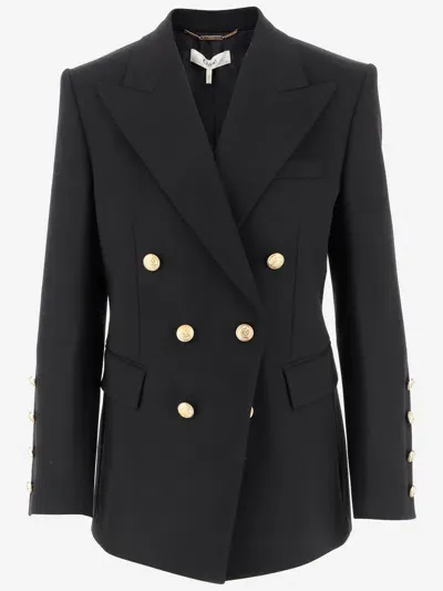 Chloé Stretch Wool Double-breasted Jacket In Black