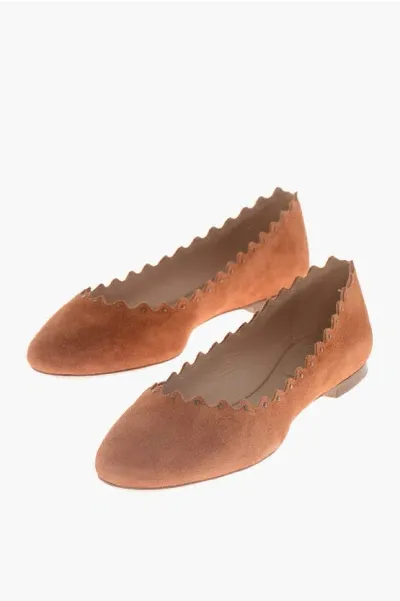 Chloé Suede Leather Ballerinas In Red