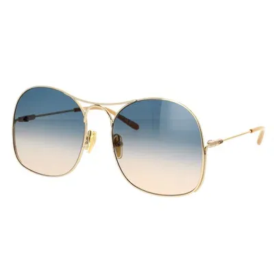 Chloé Chloe Sunglasses In 002 Gold Gold Green