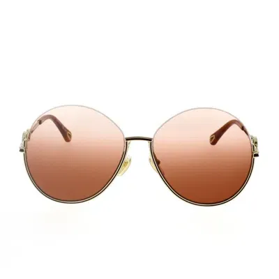 Chloé Chloe Sunglasses In 002 Gold Gold Orange