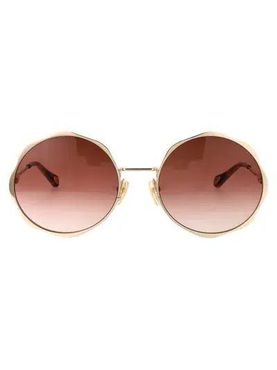 Chloé Ch0184s Sunglasses In 003 Gold Gold Orange