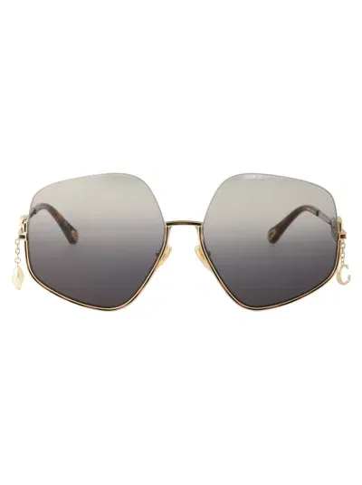 Chloé Chloe Sunglasses Ch0068 S 001 In 001 Gold Gold Blue