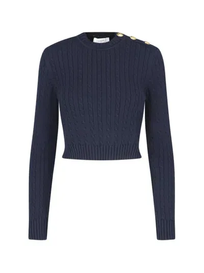 Chloé Cropped Sweater With Buttons In Navy