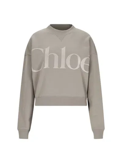 Chloé Logo Crewneck Sweatshirt In Grey