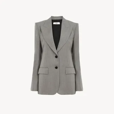 Chloé Tailored Jacket In Wool Grain De Poudre Grey Size 6 100% Wool, Horn Bubalus Bubalis, Farmed, Coo Ind