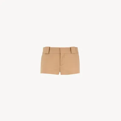 Chloé Mini Short Tailleur En Laine Grain De Poudre Femme Brun Taille 36 100% Laine Vierge In Brown