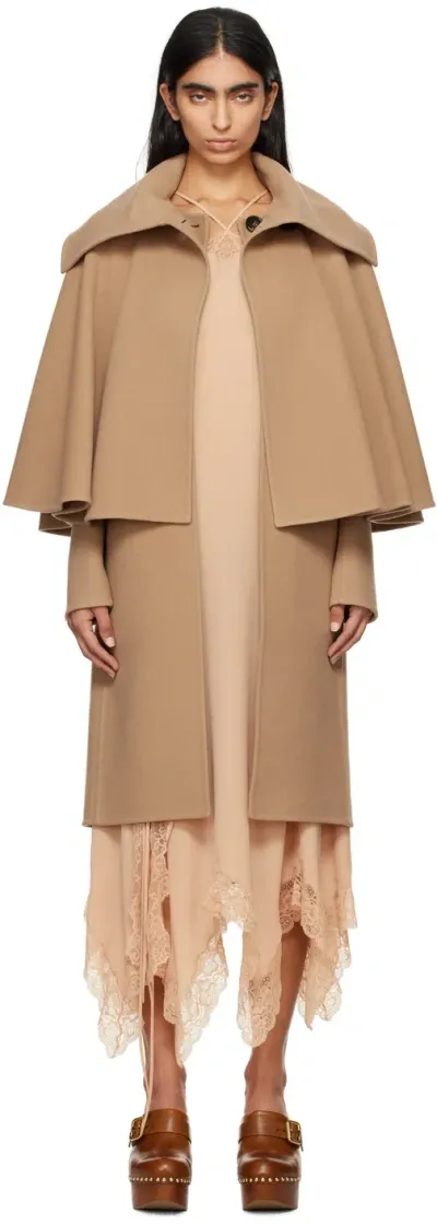 Chloé Tan Wool & Cashmere Coat In 275 Soft Tan