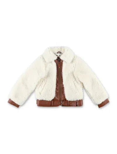 Chloé Kids' Faux-fur Jacket In Nude & Neutrals