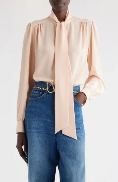 Chloé Silk Chiffon Blouse In Beige