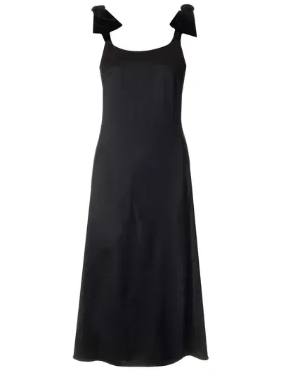 Chloé Velvet Bow Detailed Midi Dress In Black