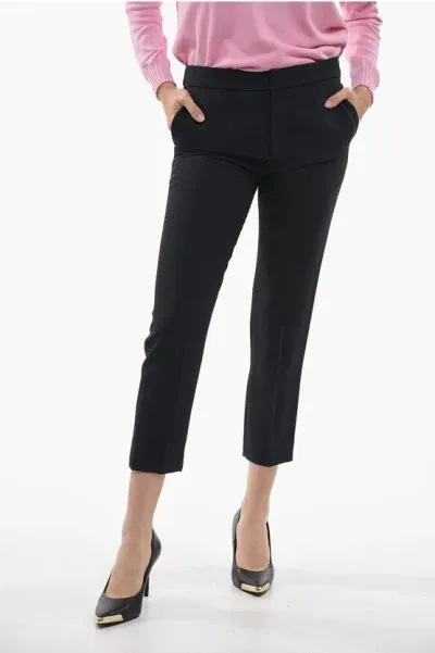 Chloé Viscose Blend Chinos Pants With Hidden Closure In Black