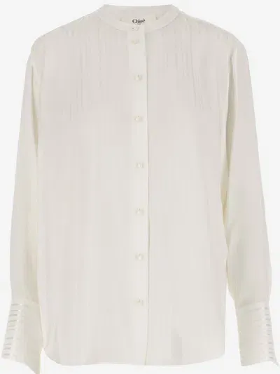 Chloé Viscose-silk Blend Shirt In White