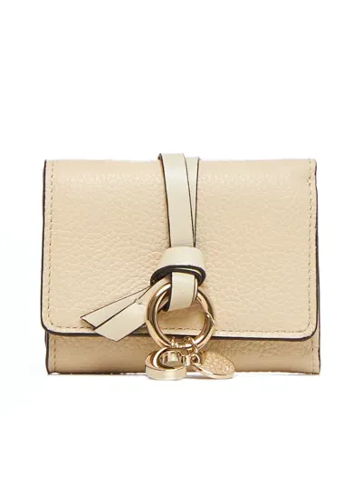 Chloé Alphabet Leather Wallet In Sweet Beige