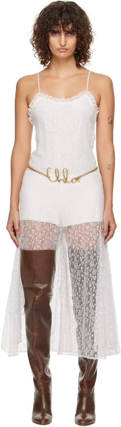 Chloé White Sleeveless Jumpsuit In 107 Iconic Milk