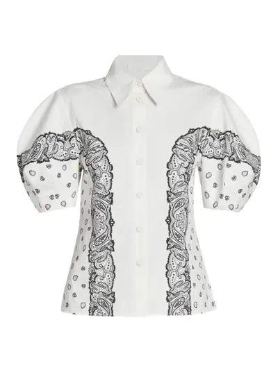 Chloé Women's Bandana Paisley Puff-sleeve Blouse In Black And White