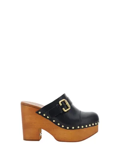 Chloé Jeannette Clogs Sandals In Black