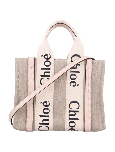 Chloé Medium Linen Tote Handbag In Neutrals