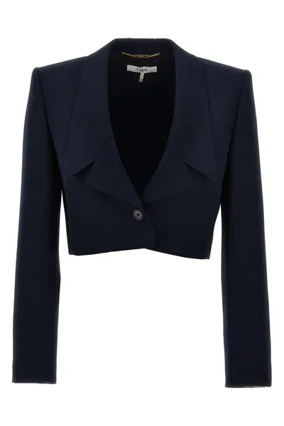 Chloé Spencer Wool Jacket In Blue