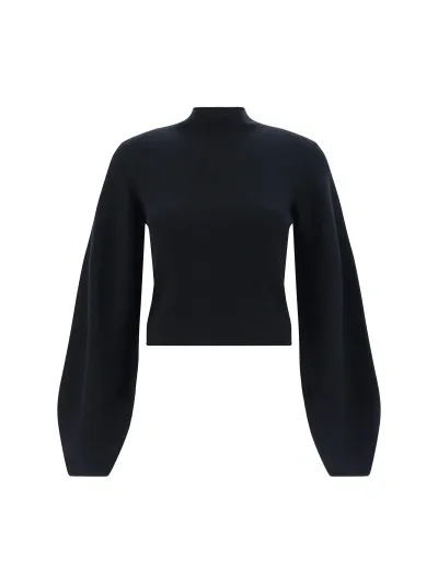 Chloé Balloon Sleeved Turtleneck Knit Jumper In Black