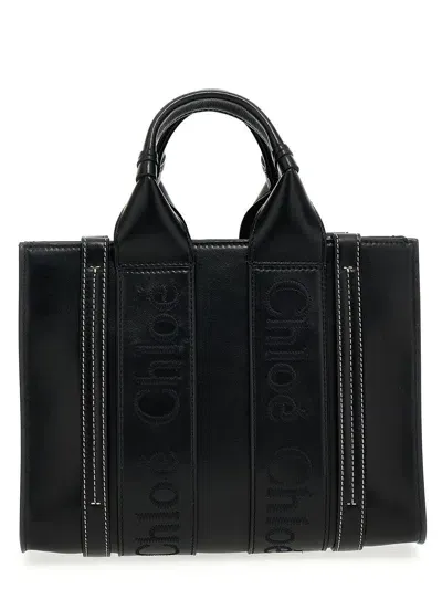 Chloé 'woody' Small Shopping Bag In Black