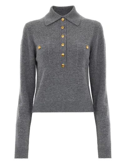 Chloé Pullover Polo In Lana E Cashmere In Grey