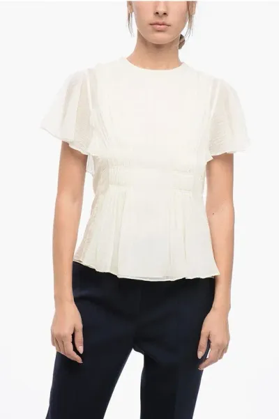 Chloé Wool Blouse With Wing Sleeves In White