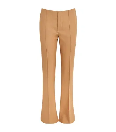 Chloé Wool Flared Trousers In Brown