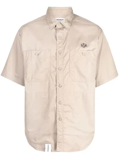 Chocoolate Logo-patch Short-sleeve Shirt In Brown