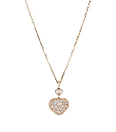 Chopard Rose Gold And Diamond Happy Hearts Pendant