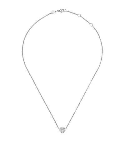 Chopard White Gold And Diamond My Happy Hearts Pendant Necklace In Metallic