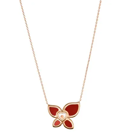 Chopard X Mariah Carey Rose Gold, Diamond And Carnelian Happy Butterfly Pendant Necklace