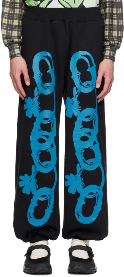 Chopova Lowena Black Chain Sweatpants In Black And Blue