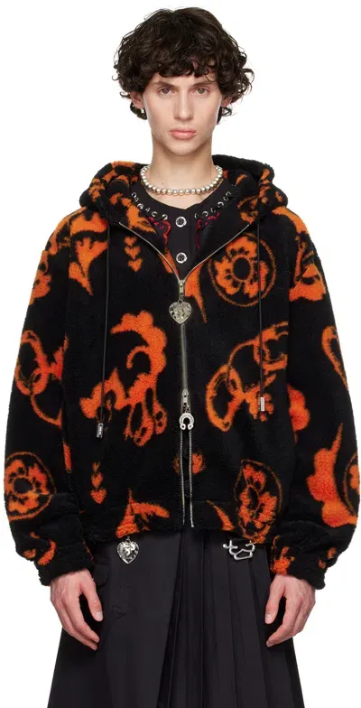 Chopova Lowena Black Oversized Jacket In Orange And Black