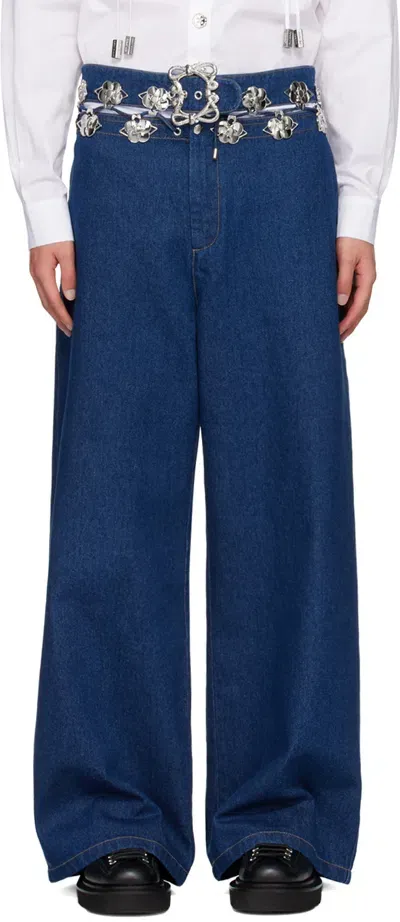 Chopova Lowena Blue Carabiner Wide Leg Jeans