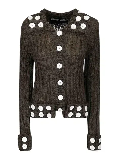 Chopova Lowena Knitted Cardigan In Grey