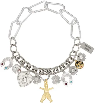 Chopova Lowena Silver Classic Charm Necklace In Multi