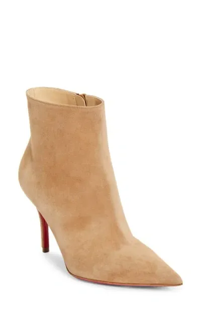 Christian Louboutin Apostropha Pointed Toe Suede Bootie In Lionne