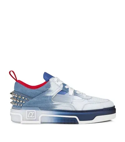 Christian Louboutin Astroloubi Denim-leather Sneakers In Blue/white